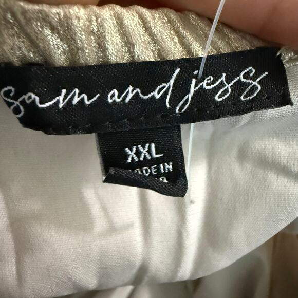 Sam and Jess gold metallic off shoulder ruffle sleeve holiday event glam XXL 2X - Picture 5 of 15